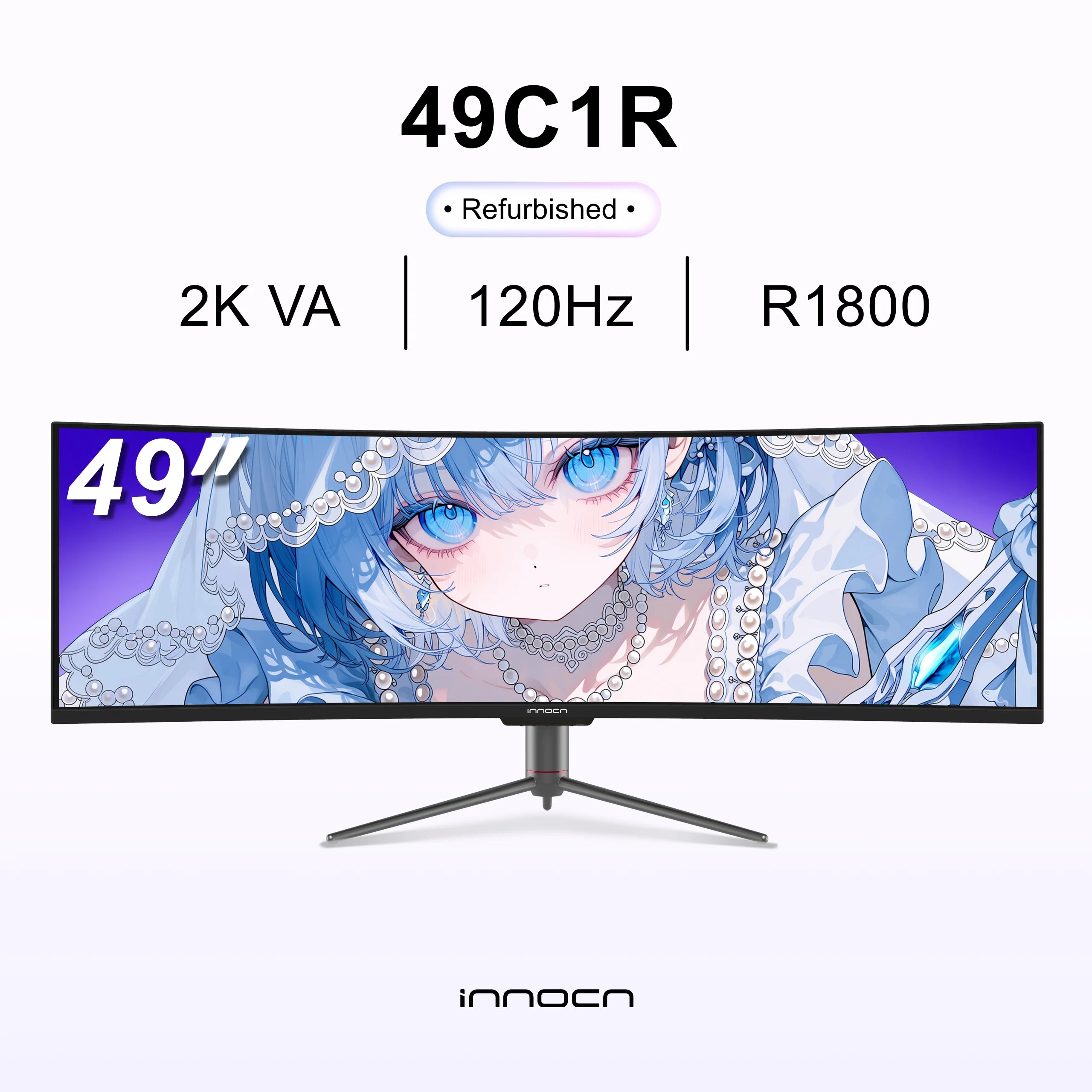 整備品   |INNOCN 49インチ Dual QHD 120Hz 1800R曲面 ゲーム & クリエイター ディスプレイ | 49C1R