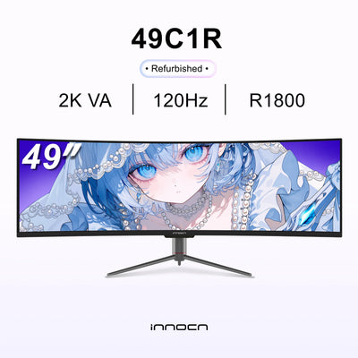 整備品   |INNOCN 49インチ Dual QHD 120Hz 1800R曲面 ゲーム & クリエイター ディスプレイ | 49C1R